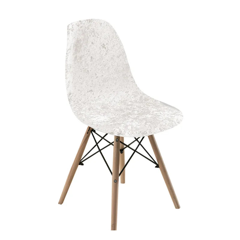 housse chaise velours brillante moderne bleu blanc protection polyester elasthanne