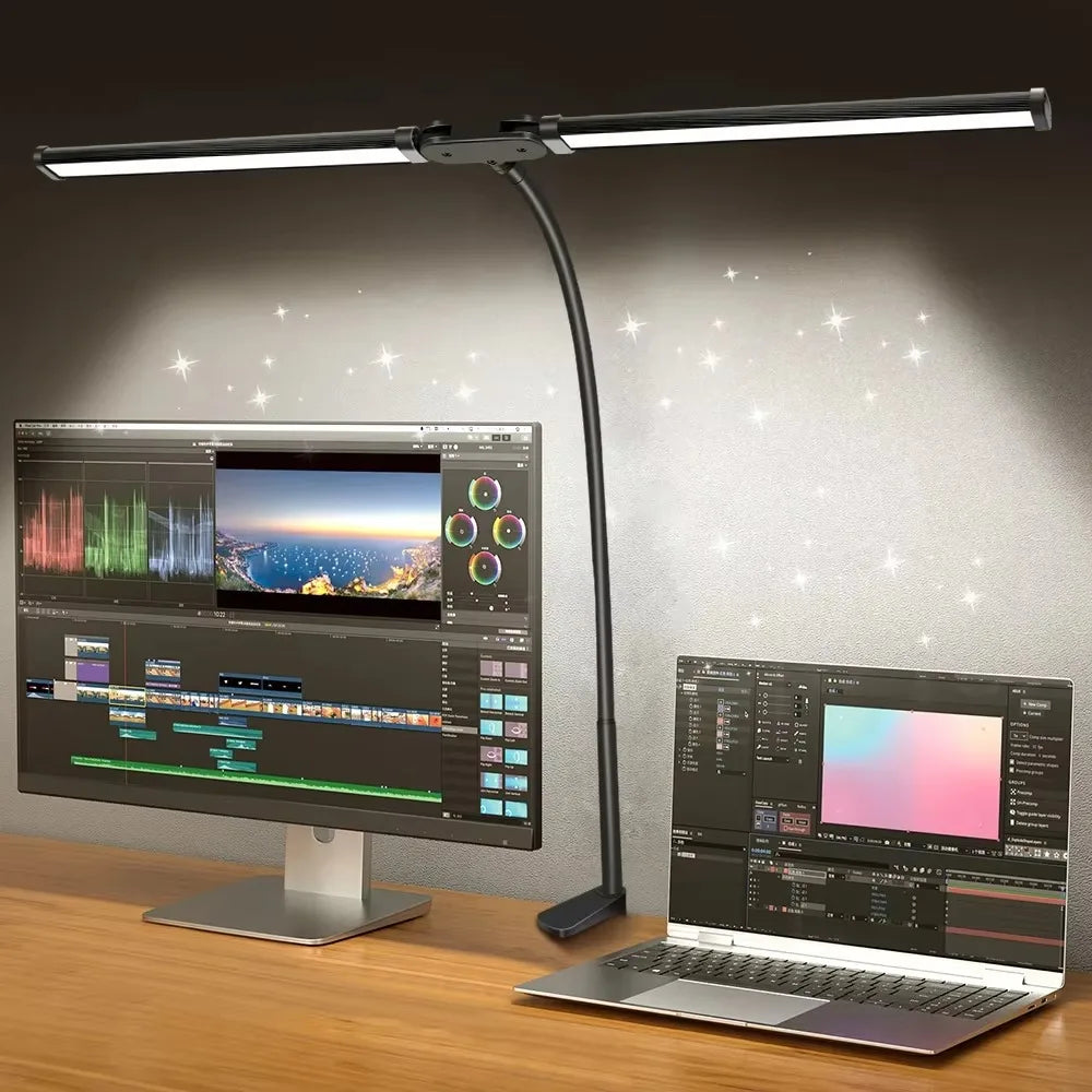 lampe led double tete ajustable noir moderne télécommande gooseneck flexible