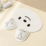 tapis bain pantoufles animal lapin blanc gris respectueux environnement ludique 30x30cm