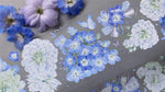 ruban décoratif floral stickers papillons fleurs bleu violet vert transparent bricolage scrapbooking diy