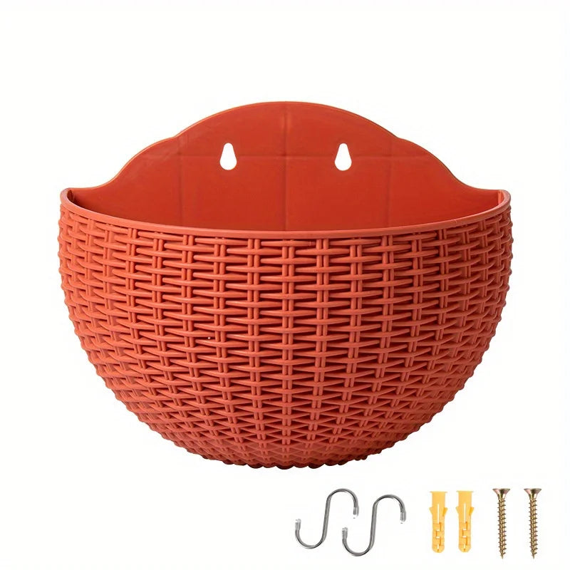 paniers suspendus tissés gris marron orange bleu moderne drainageextérieur