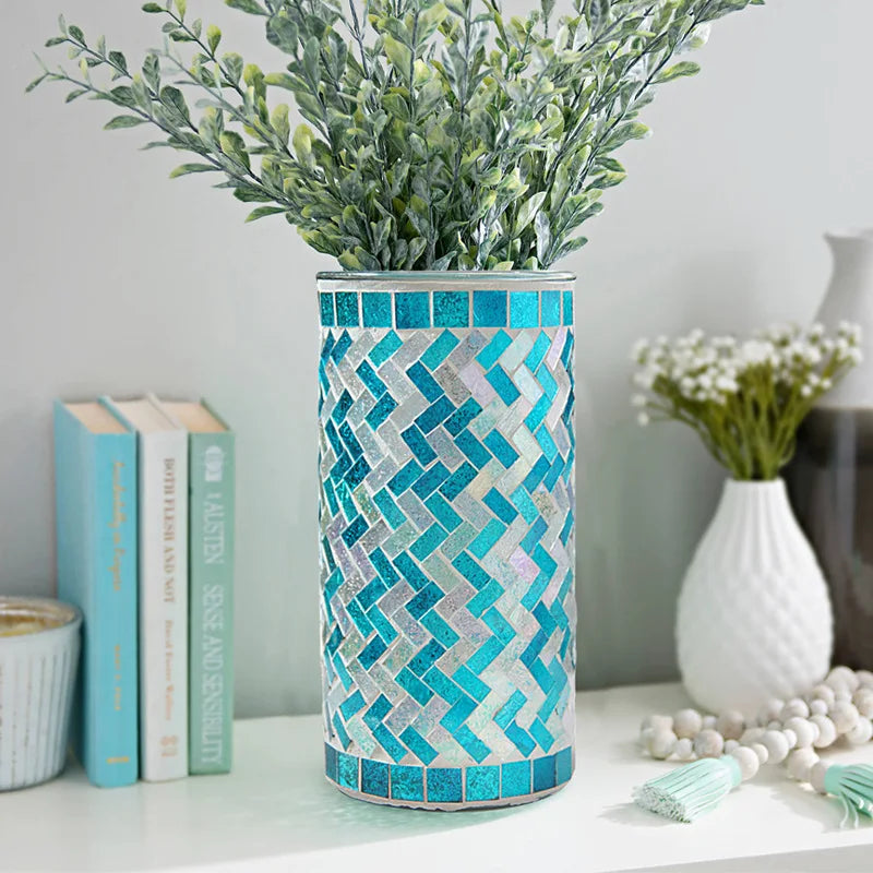 vase verre mosaïque bleu vert violet moderne décoration chambre coucherOpaque