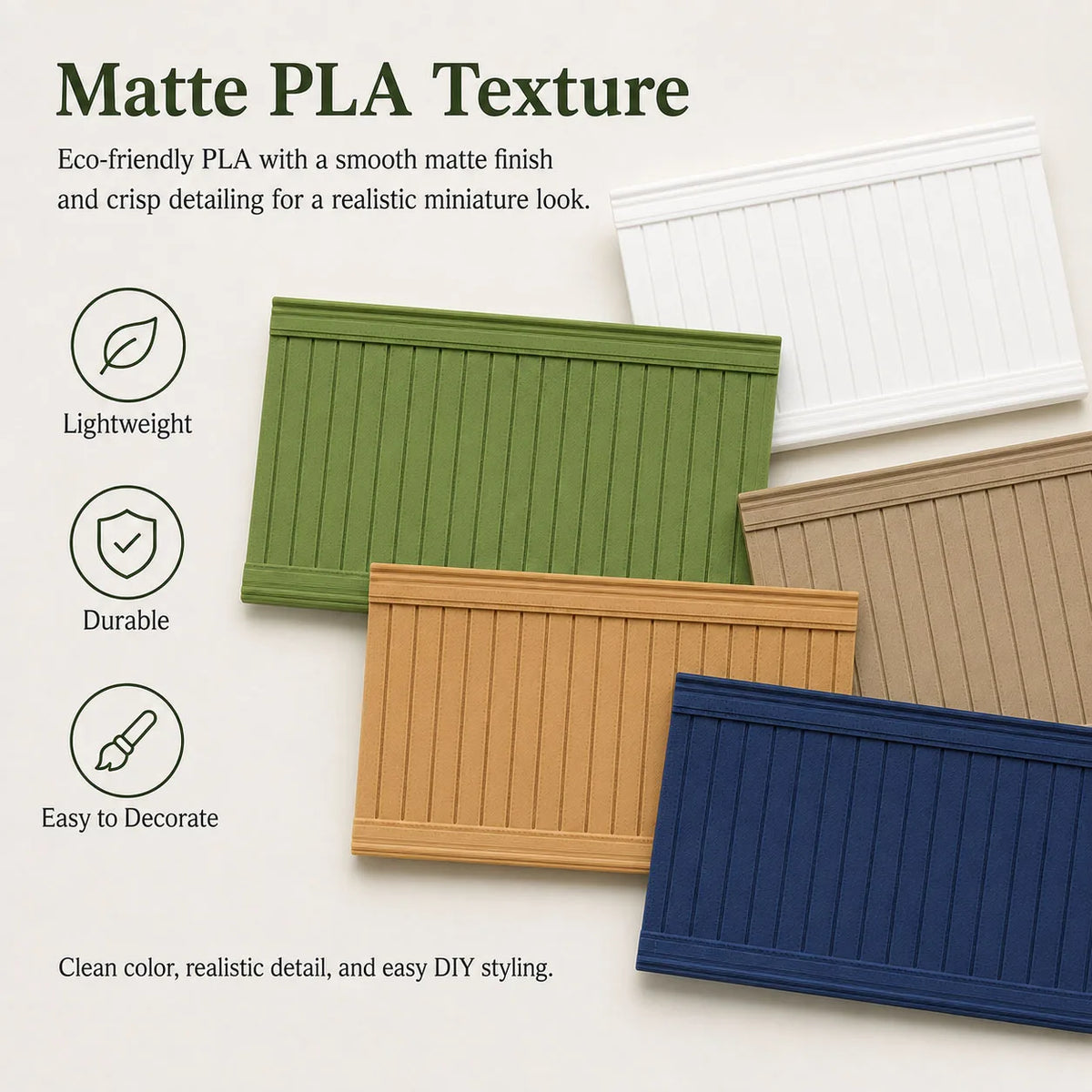 panneaux parement blanc vert chêne jaune bleu adhésif maison poupée texture mat moderne minimaliste
