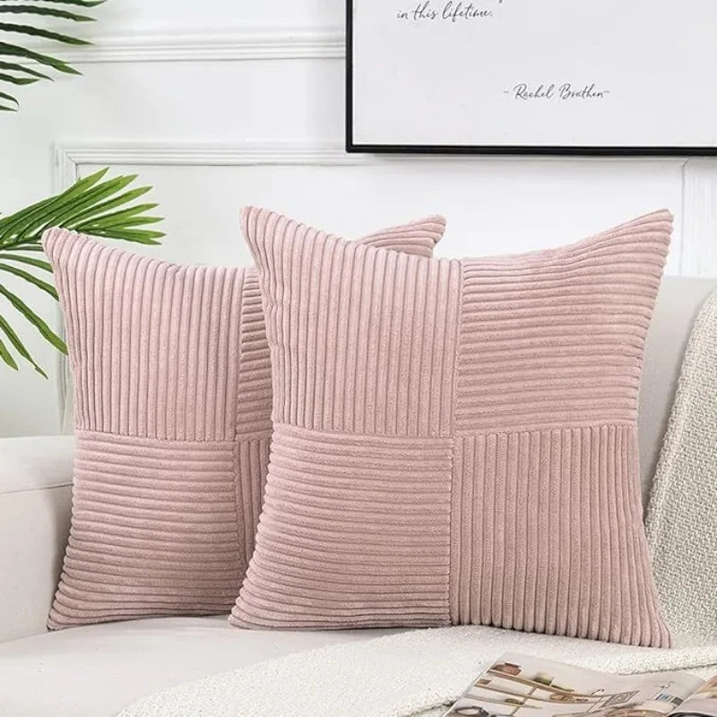 housses coussin polyester rayées modernes non toxiques opaques couleur beige marronclair blancvertmarine chambre