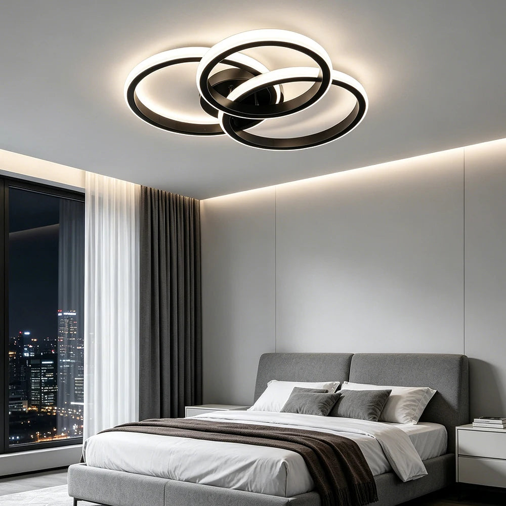 luminaire suspendu moderne blanc noir éclairage quotidien cuisine salle manger led acrylique fermeture métallique