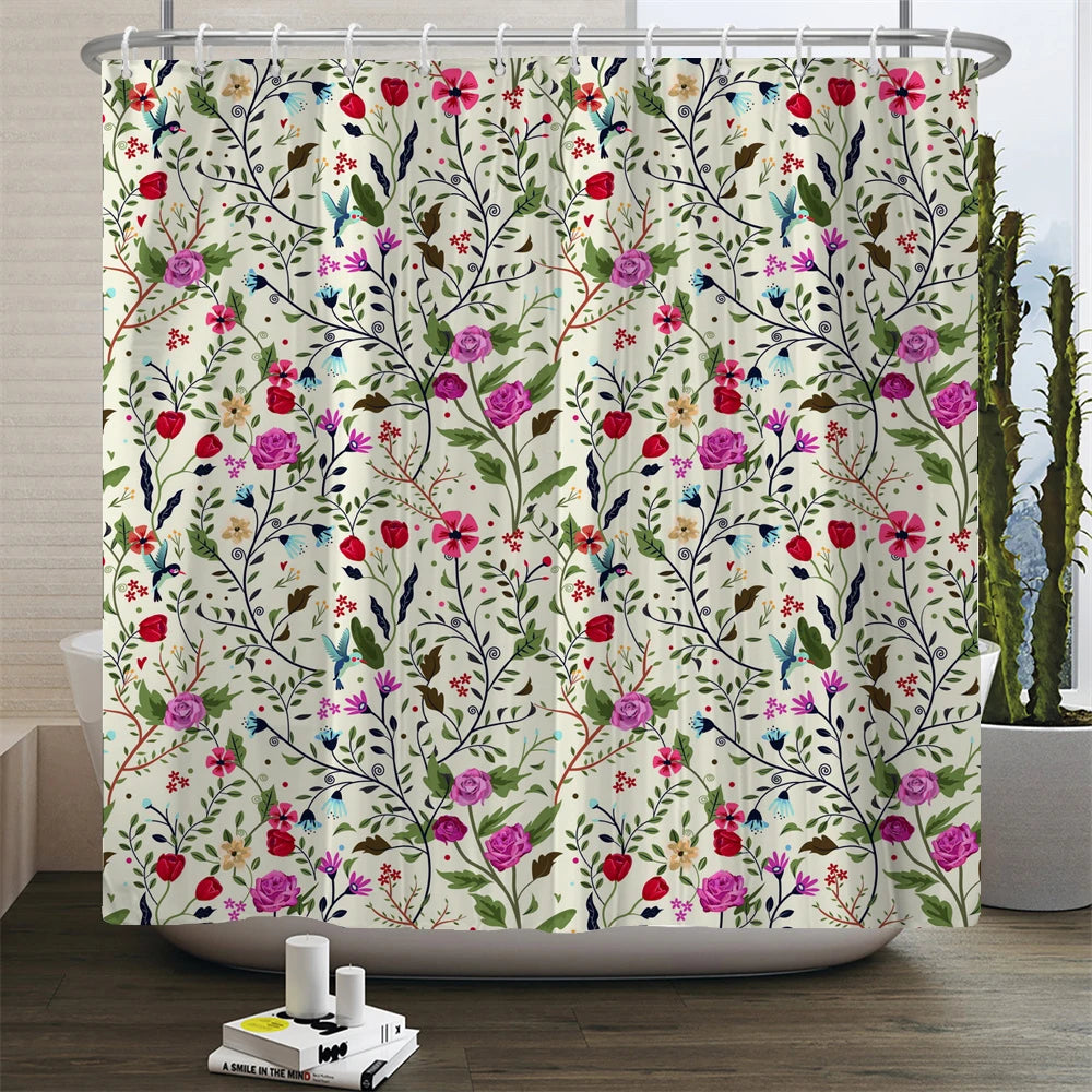 rideau douche boho multicolore fleurs mandalas geometrique opaque polyester respectueux environnement
