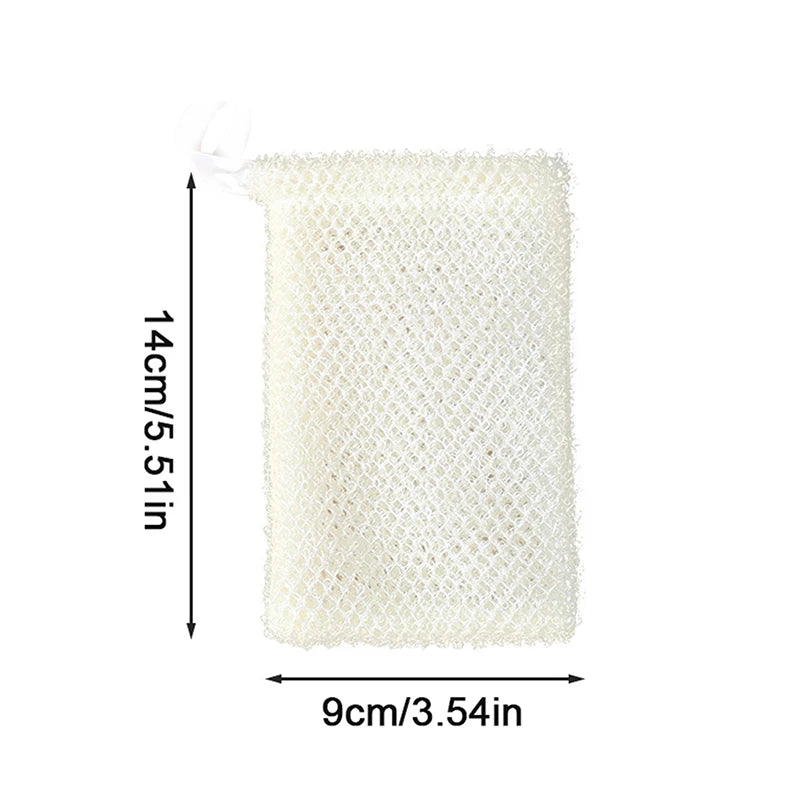 sac savon blanc rose maille fine ruban simple pratique douche