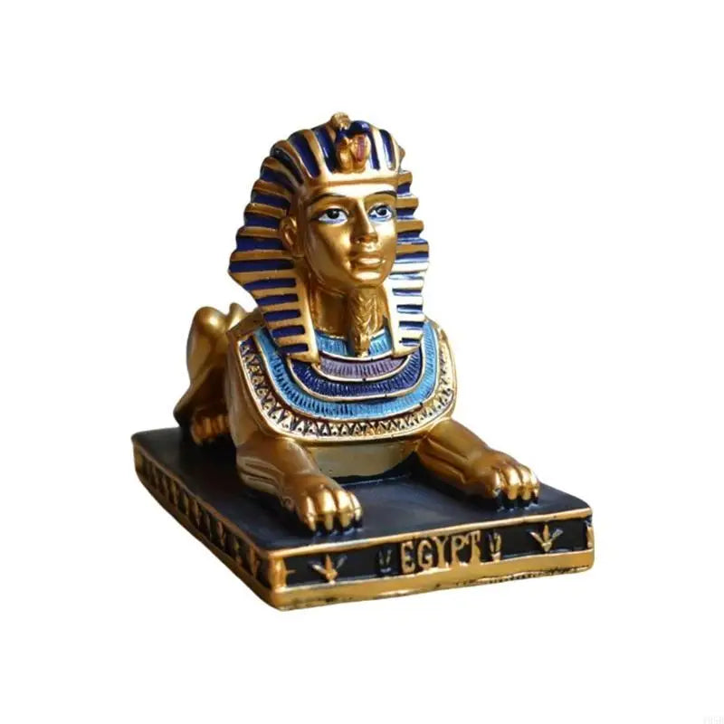 figurine sphinx égyptien or bleu noir réplique antique ornements dorés base egyptienne decoration maison