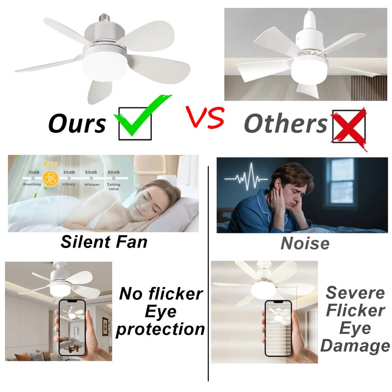 ventilateur led blanc moderne télécommande lumière variable facile chambre salon