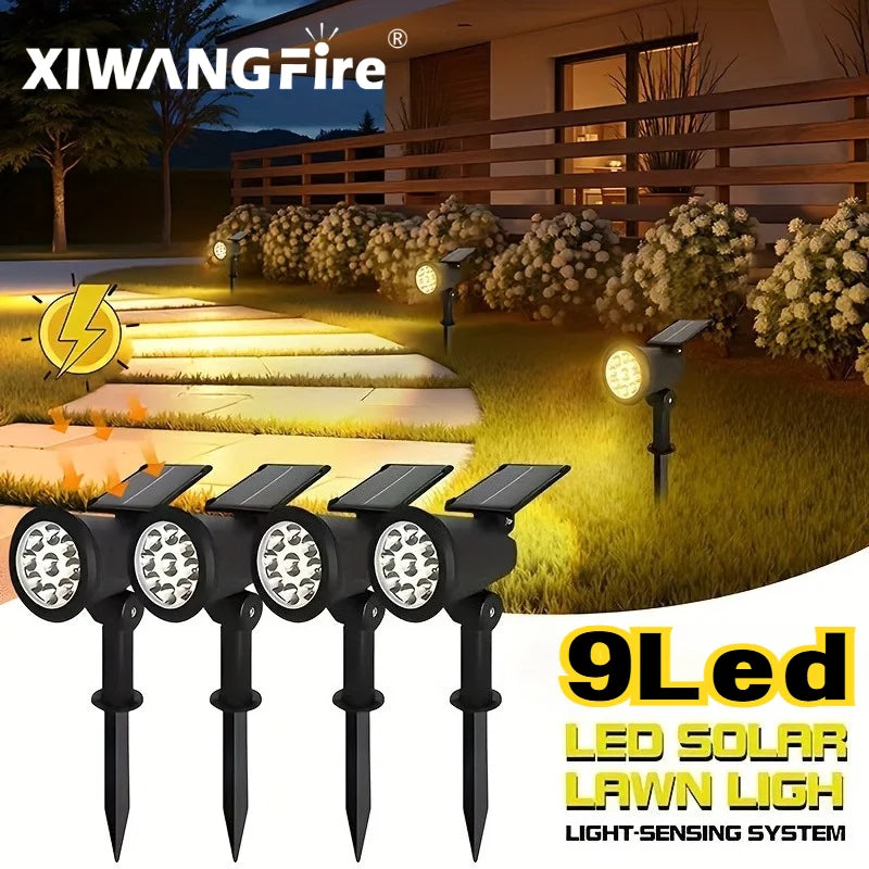lampes solaires extérieures led noires jaunes ip65 réglables moderne spots jardins patios