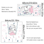 sticker mural fille balançoire fleurs nuages autoadhésif pvc eau illustration colorée chambre enfant