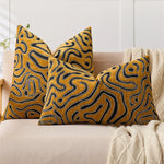 lot deux housses coussin chenille motif abstrait moderne canapé salon décoratif