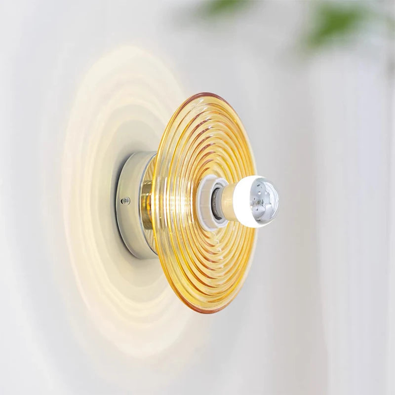 lampe murale verre coloré moderne éclairage bleu jaune transparent fixée chambre entrée étude
