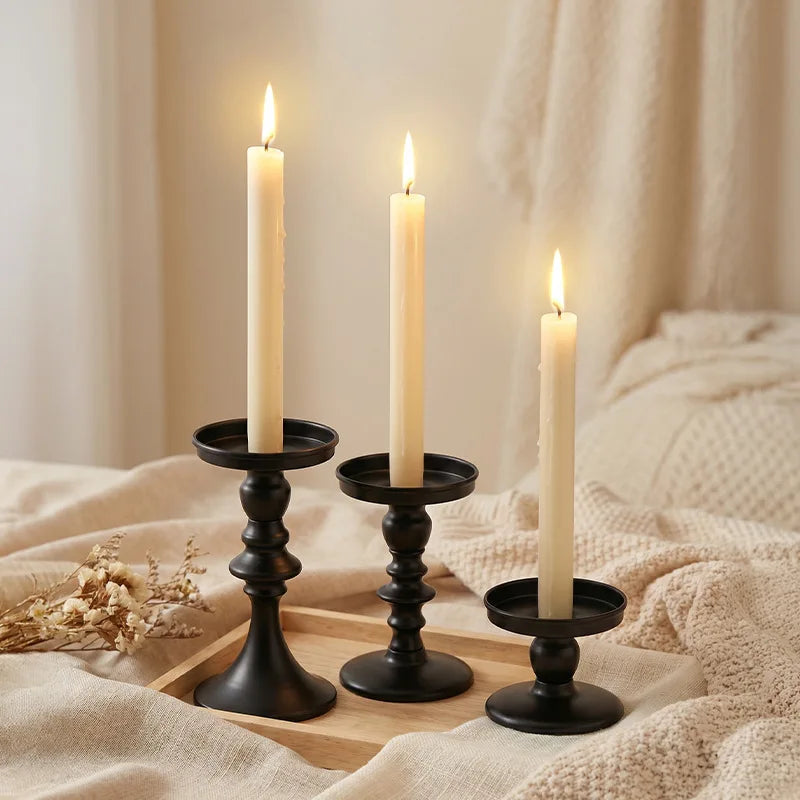 bougeoir fer noir mat classique décoration romantique mariage cadeau couple valentin