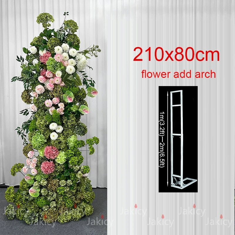 Arche décorative moderne fleurs artificielles vert rose blancextérieur maison événement