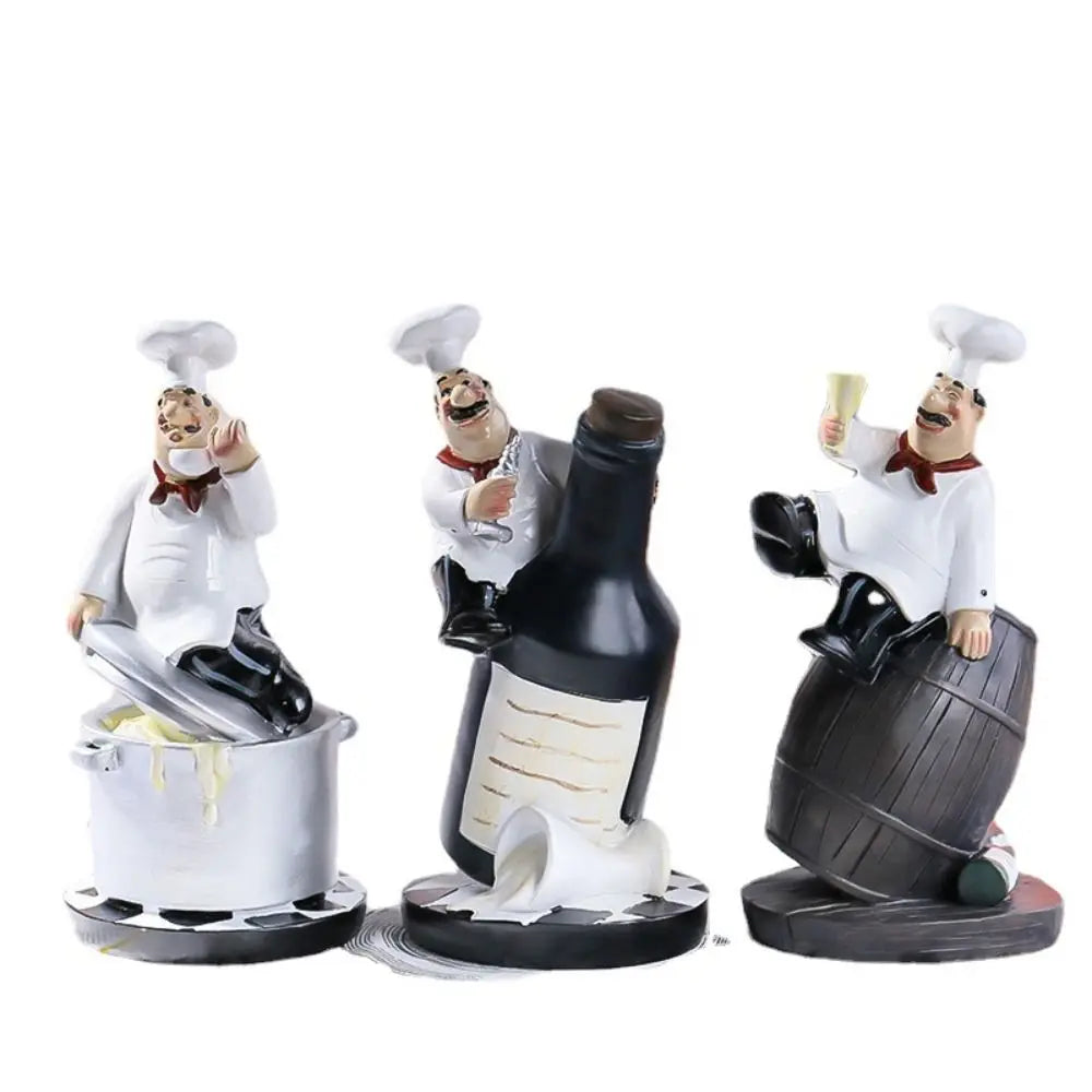 statue cuisinier uniforme chapeau tablier décoration pâtisserie humoristique blanc rouge gris opacité