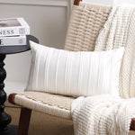 housses coussin polyester rayures verticales nordique moderne pliées décoration intérieure carreaux blanc orange rose