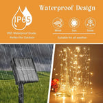 guirlande lumineuse solaire extérieure fil cuivre blanc doré led étanche décoration jardin terrasse mariage