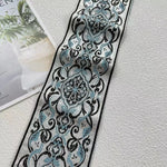ruban decoratif polyester fleur classique marron bleu doré noir unique largeur 10cm opaque