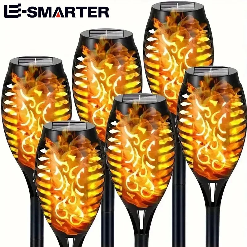 lampe torche solaire imitation flamme décorative extérieure patio jardin moderne motifs floraux