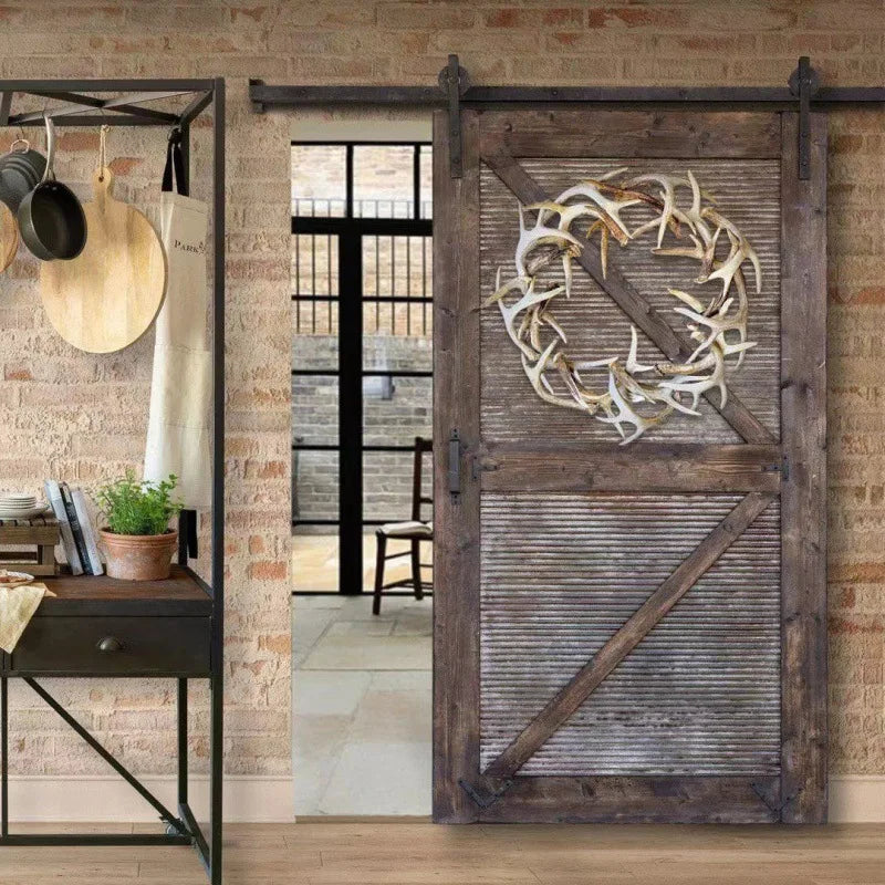 Décoration rustique Noël porte entrée bois