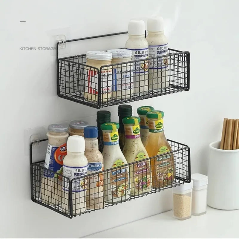 paniers rangement noir maille métallique adhésif moderne sans poinçon aluminium unique