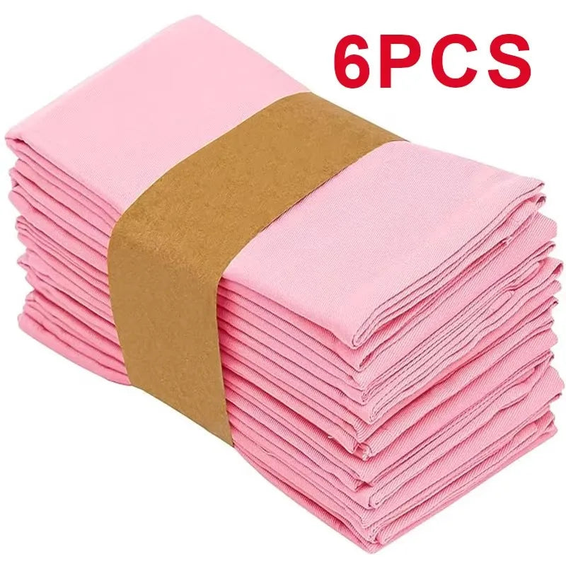 serviettes table rose unies 40x40cm polyester durables mariage banquet décoration maison festive