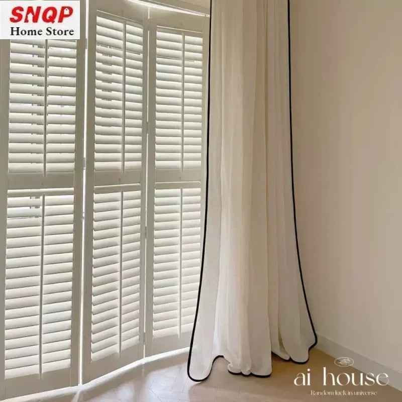 rideau blanc moderne semi transparent polyester maison 120cm 160cm 200cm 240cm 320cm 390cm