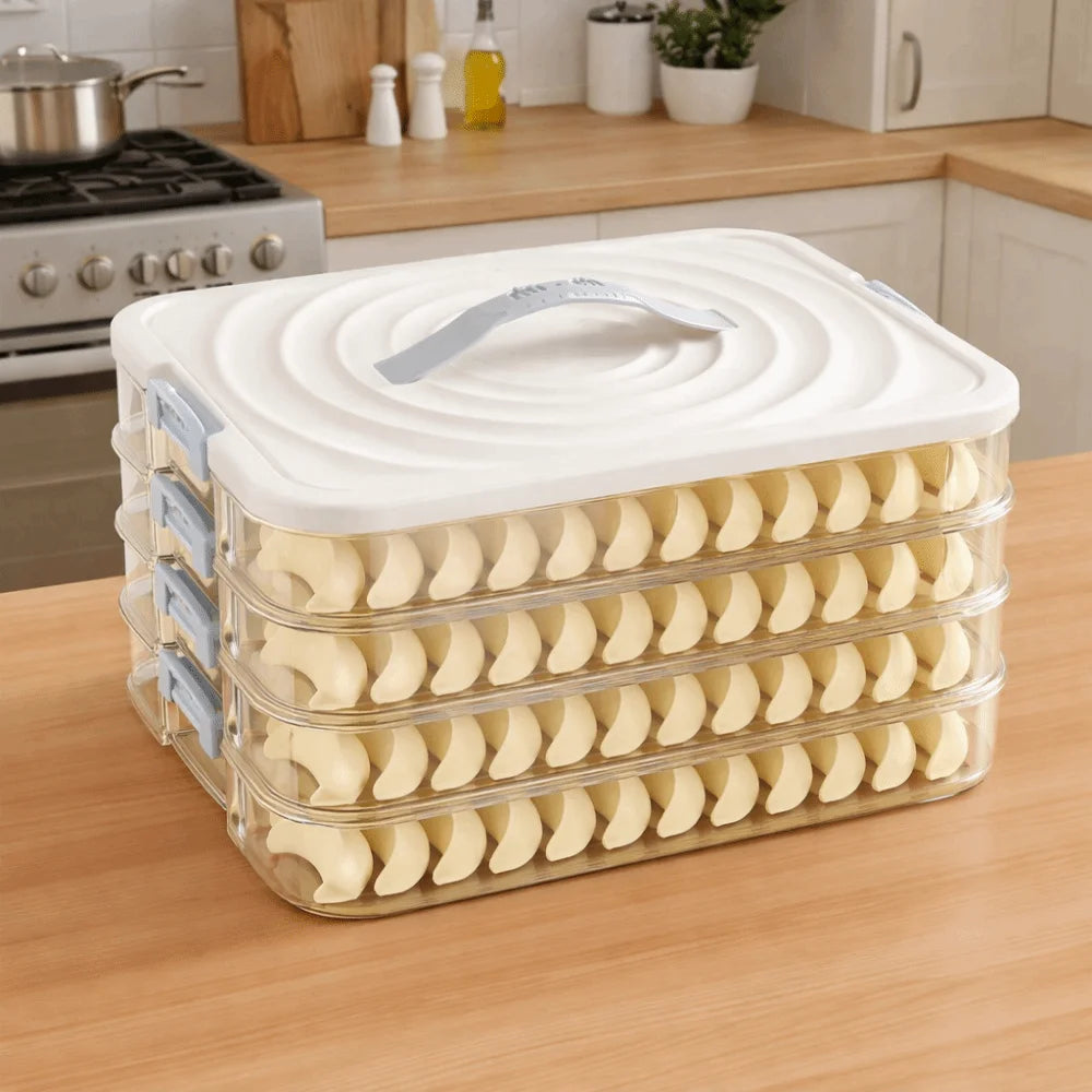 boîte rangement transparente réutilisable qualité alimentaire plastique moderne pratique poignées couvercle blanc beige