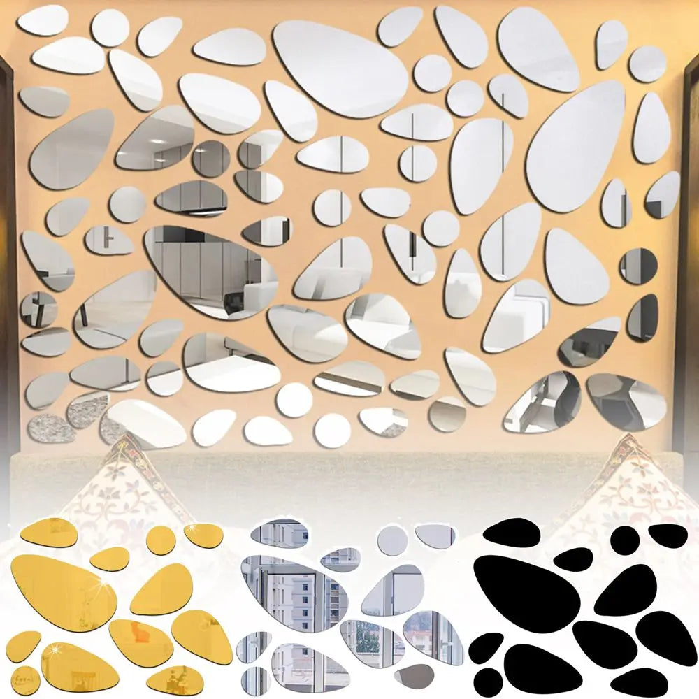 sticker mural moderne noir doré argenté 3d pebble decal adhésif vinyle