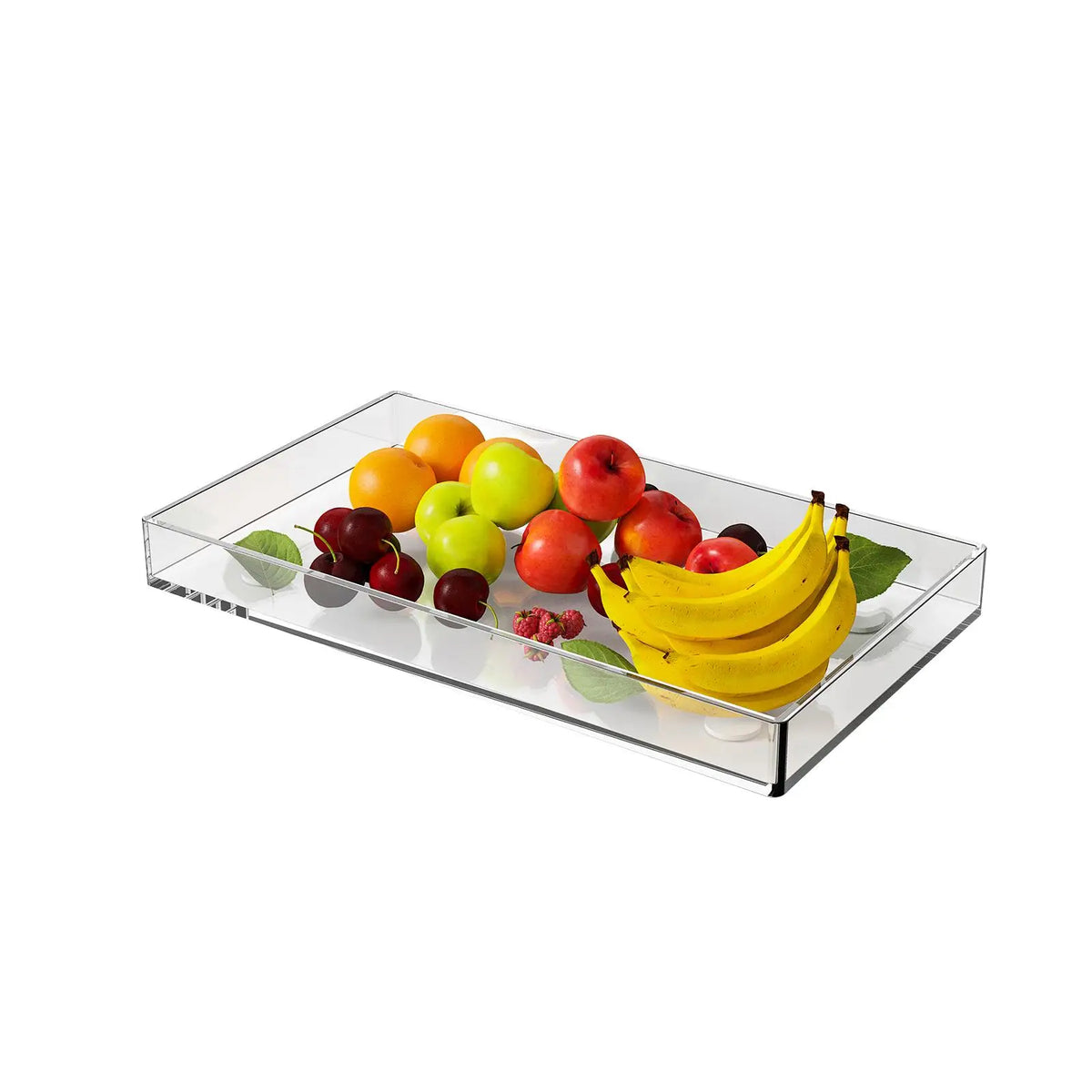 plateau acrylique transparent moderne rectangle rangement cuisine décoration maison fruits organizer vanity