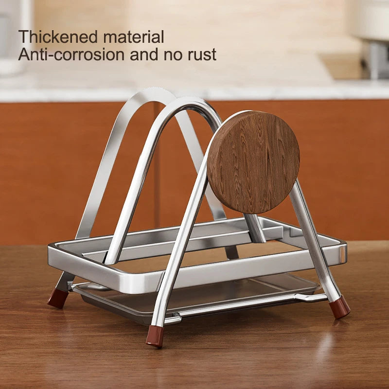 porte planches découper acier inoxydable bois finition brillante moderne réutilisable multifonctionalité fixations articulées argent