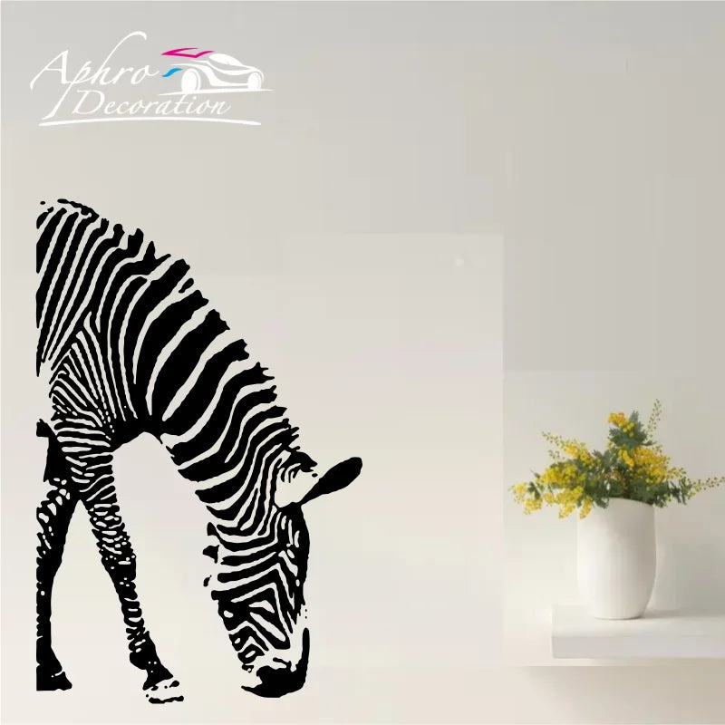 sticker mural zèbre noir blanc adhésif moderne décoration intérieure élégante minimaliste mur fixe pvc