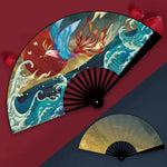 éventail traditionnel artisanal peinture artistique motifs floraux ruban décoratif couleurs vives