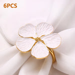 anneaux serviette métal fleur stylisée pièces doré argenté blanc élégants modernes respectueux environnement