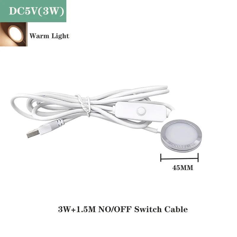 lampe led moderne 3w 10w usb dimmable blanc gris métallique rond lisse