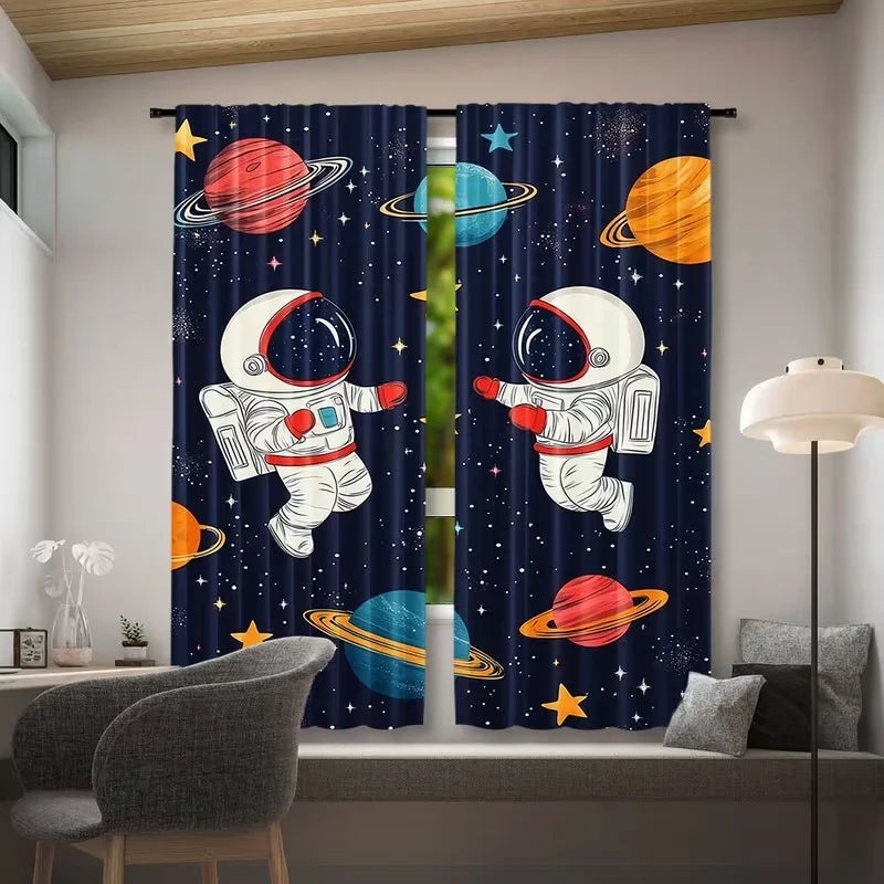 rideau astronaute bleu nuit rouge moderne fenêtre 100 polyesterôtel hospitalhôtel