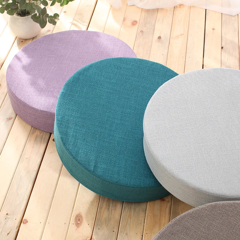 coussin méditation violet bleu gris toile lin amovible lavable yoga durable