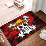 tapis sol antidérapant one piece zoro épées croisées moderne vert noir blanc