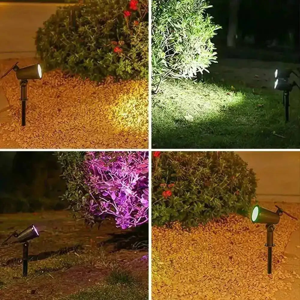 projecteur solaire led noir pied métal extérieur réglable lumière moderne jardin