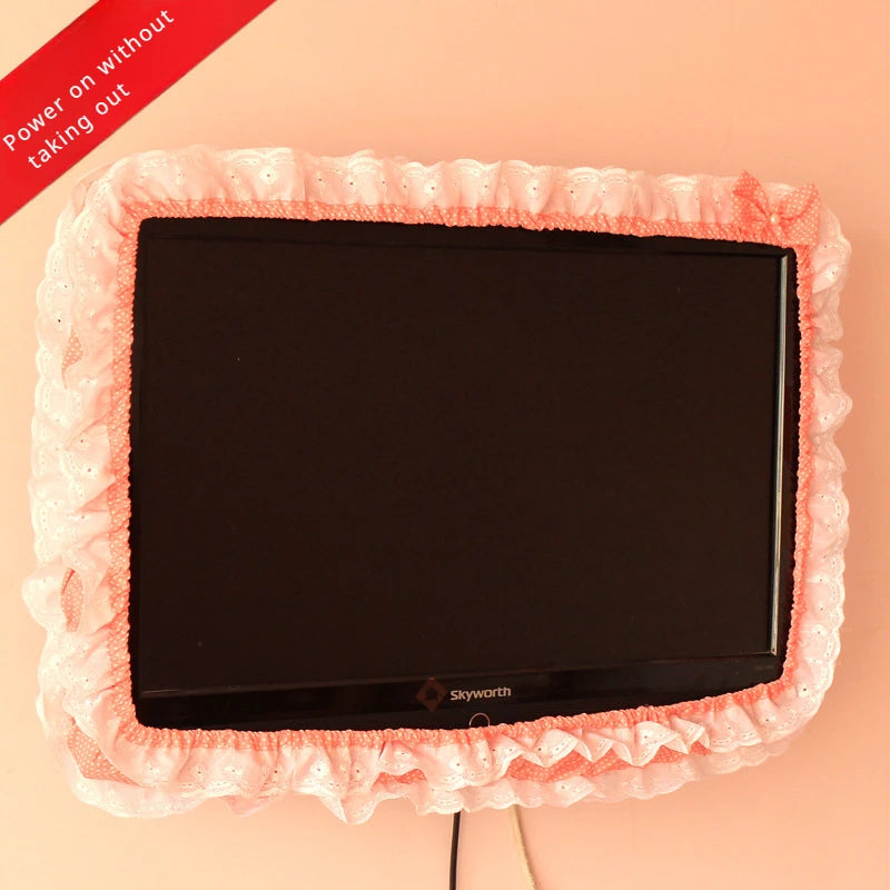 couverture téléviseur tissu rose décoration féminine bordure dentelle adhésive maison japonais