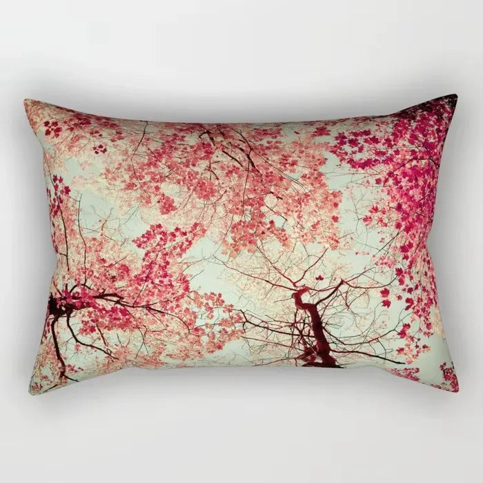 coussin rectangulaire décoratif motif feuilles tropicales fleurs papillons moderne chambre salon maison 30x50cm