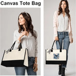 sac main toile papillon bleu fleurs moderne beige noir zippé utilisation multiple respectuevironnement