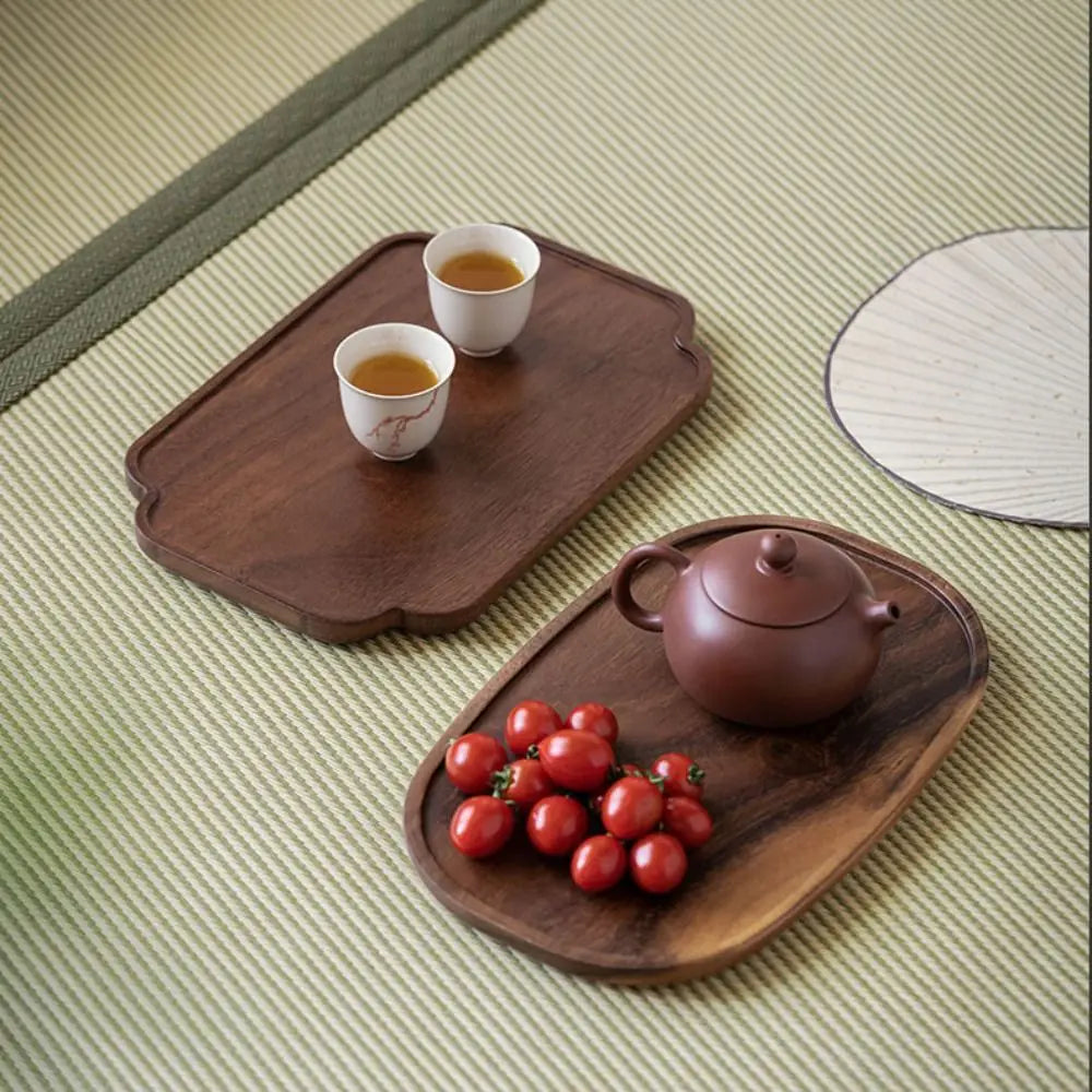 plateau thé bois naturel rustique opaque texture veinée rangement service thé