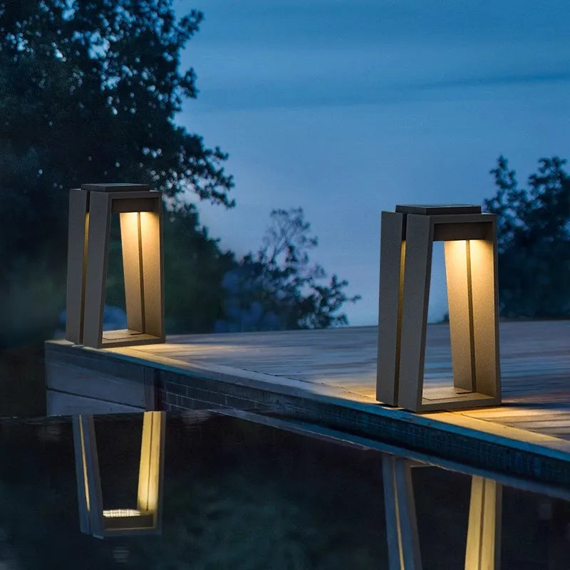 lumière solaire moderne gris contemporaine extérieure autonome led imperméable flux lumineux faible facile