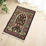 tapis prière traditionnel motifs floraux géométriques polyester antidérapant noir vert rouge bleu