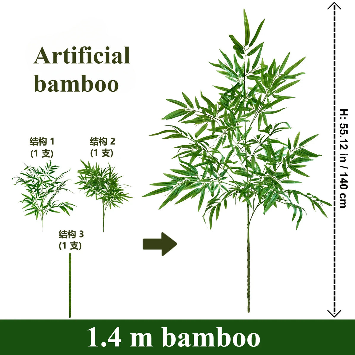 bambou artificiel vert feuilles fines moderne pot décoration extérieure plante verte grande taille sol