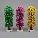 arbres miniatures créatifs fleurs roue dentée couleurs vives base plate naturelle