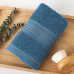 serviettes bain coton polyester absorption rapide motif rayé moderne gris beige bleu