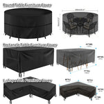 housse meubles extérieurs polyester imperméable noire moderne élastiques ajustables rectangle lshape rond